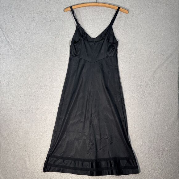 Vintage Sears XXS The Doesn’t Slip Black Camisole Midi Negligee Goth Romantic - Picture 16 of 16